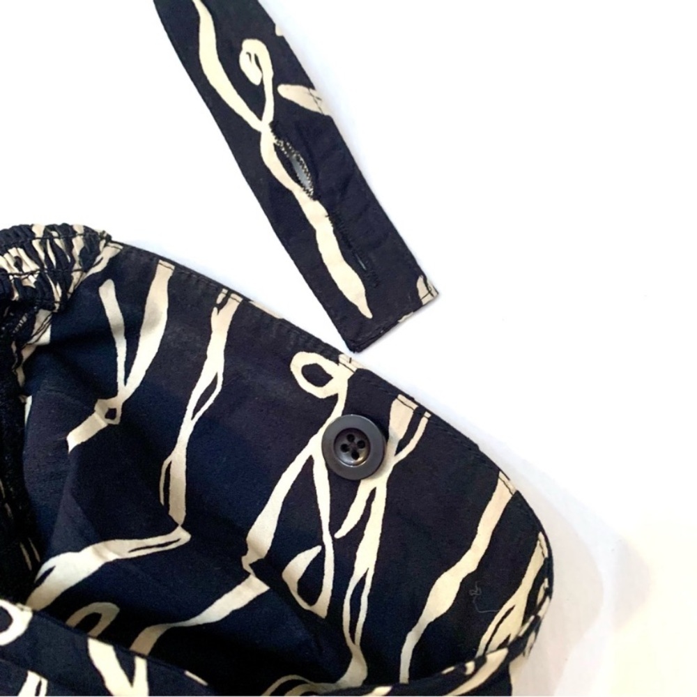 Anthropologie Grapic Print Black/White Halter Dress with Full Swing Skirt- 6 - Picture 8 of 14